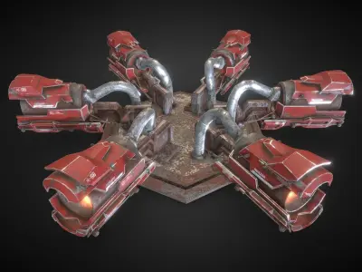 SciFi Cyberpunk Cannon Futuristic Weapon Boss Low-poly 3D model