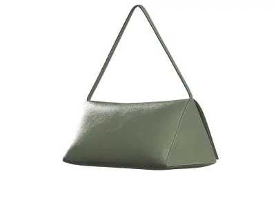 Olive Leather Triangle Shoulder Bag 3D model