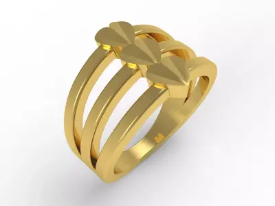 Antique Three Heart Triple Shank Engagement Ring 3D print model