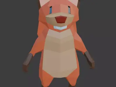 Low Poly Squirrel polygonal fox Low-poly 3D model