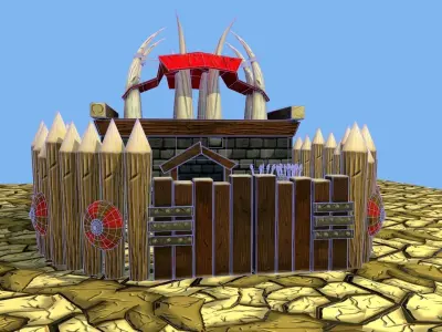Stylized Orc Town - Barracks Low-poly 3D model