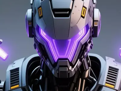 Purple Light Mech 3D Model Robot Glowing Lines Sci-Fi Design Low-poly 3D model