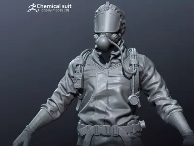 Chamical hazmat suit - Hipoly 3D model 3D model