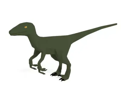 Low Poly Cartoon Velociraptor Dinosaur Low-poly 3D model