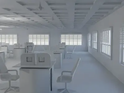Office Interior - No Material Low-poly 3D model
