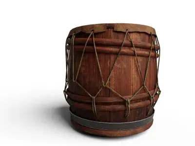 Traditional Barrel Drum Low-poly 3D model