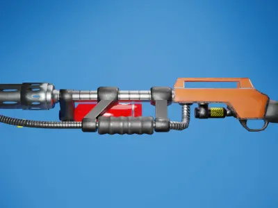 Shotgun Flamethrower Low-poly 3D model