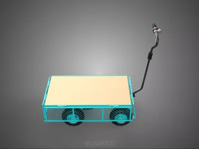 ELECTRIC FOLDING METAL GRID SIDE MESH TROLLEY CART WAGON GARDEN 3D model