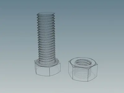 Screw with Nut M12X1-75 Free 3D model