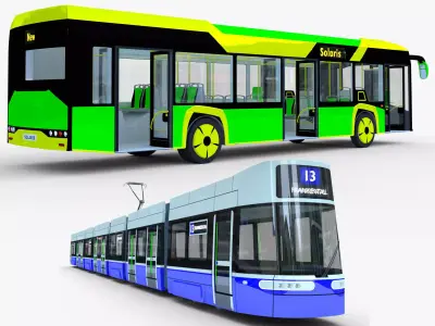 Solaris Urbino and Alstom Flexity 3D Model Pack