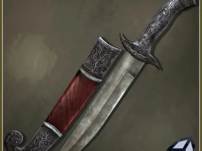 3 Medieval Knives Low-poly 3D model