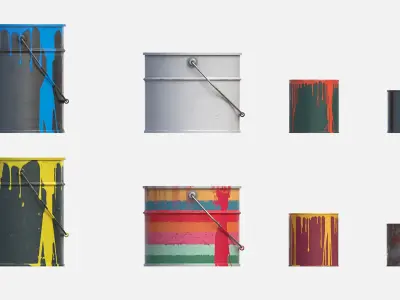 Paint cans  Low-poly 3D model