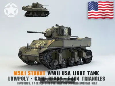 Low Poly US  WW2 warfare collection 3D Model Pack