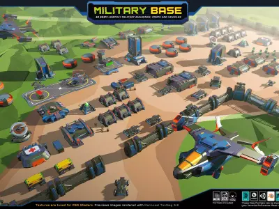 LowPoly SF MILITARY Base  Low-poly 3D model