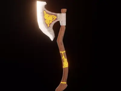 Hand Painted Low Poly Game-Ready Axe Low-poly 3D model