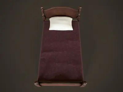 Vintage classic single bed Low-poly 3D model