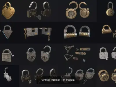 Vintage Padlock  3D Model Pack