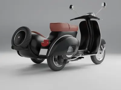 Vespa Sprint With Sidecar Season 2 Low-poly 3D model  Low-poly 3D model