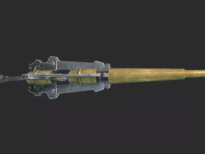 Future sci-fi electric shock long spear 3D model