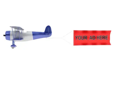biplane with sign 3D model