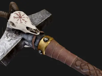 Two Handed Mjolnir Low-poly 3D model