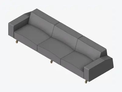 Seat - Sofa - Simplicity - Cosy - Triple Low-poly 3D model