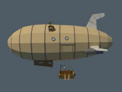 Low Poly Zeppelin airship Low-poly 3D model