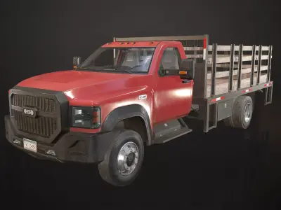 Medium Duty Truck VX400 - Stake Bed Low-poly 3D model