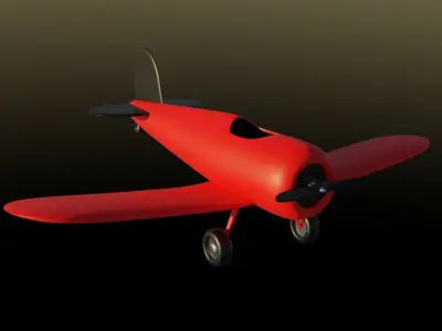 Red airplane single seater Low-poly 3D model
