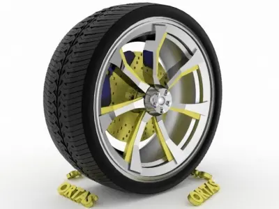ORTAS CAR WHEEL RIM 107 GAME READY WHEEL RIM TIRE 3D model