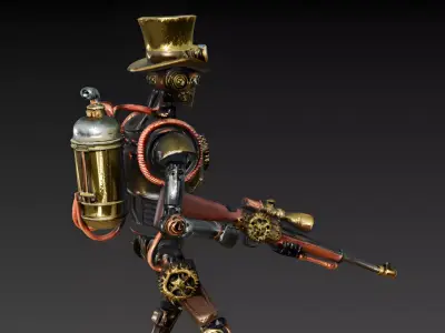 Steampunk Marksman 3D Model Low-poly 3D model
