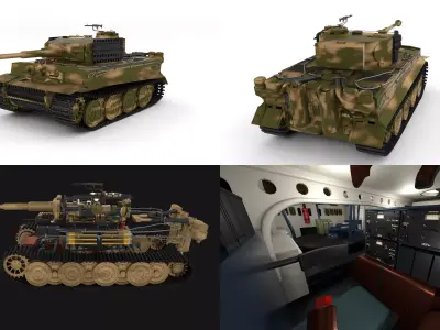 Panzer Tiger Tank Late 1944 v2 with interior 3D model