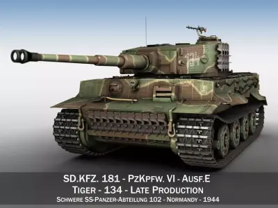 Panzer VI - Tiger - 134 - Late Production 3D model