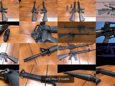 M16 rifles 3D Model Pack
