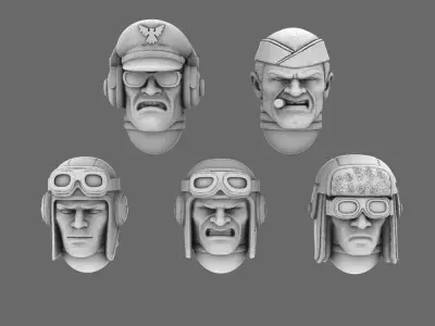 Patriotic Knights V10 Bomber Squad Heads 3D print model