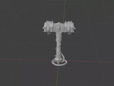 Stylized Dark Fantasy Skull Warhammer  Necromancer Frost Mace 3D model