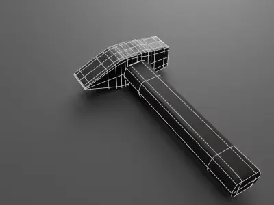 Blacksmith anvil with hammer in low-poly 3D model