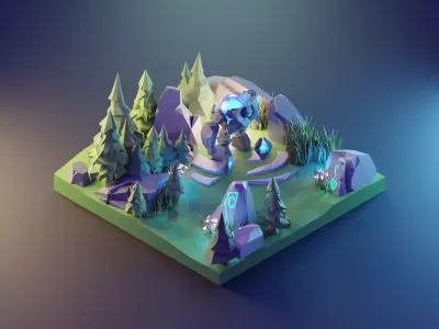 Cartoon League of Legion Blue Buff 3D model