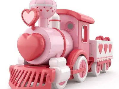 Stylized 3D Valentine  Train Model Low-poly 3D model purchase