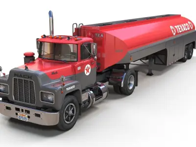 Old american fuel tanker Low-poly 3D model