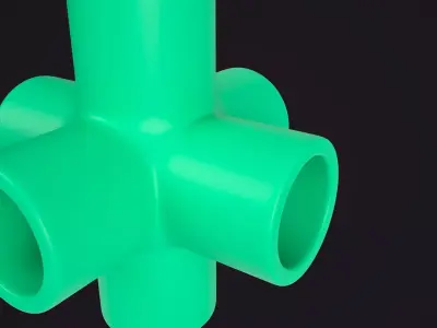 6-Way Pipe Connector 3D model
