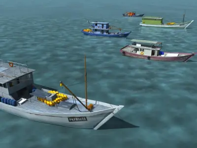 Asian Fishing Boats 3D model