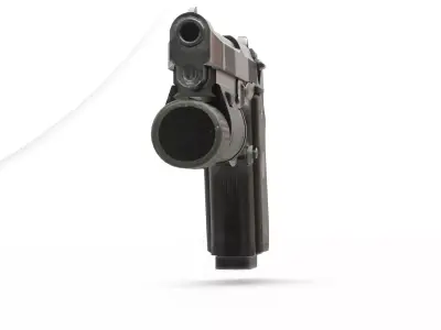 Realistic 9mm Baretta 3D Model with Rigging Magazine and Bullets Low-poly 3D model