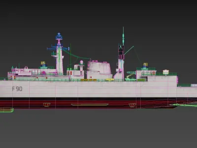 HMS type 22 frigate F90 brilliant Low-poly 3D model