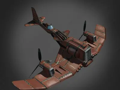 Cartoon Airplane Low-poly 3D model get