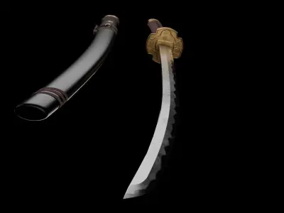 Katana Low-poly 3D model 14