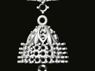 jumka silver bell pendant 3D print model