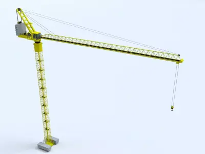 Rigged Luffing Crane  Tower Crane Low-poly 3D model