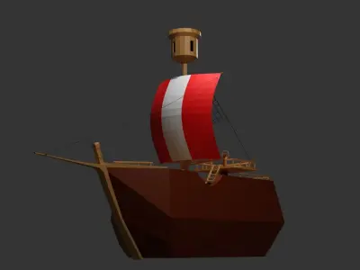 Stylized ship Low-poly 3D model