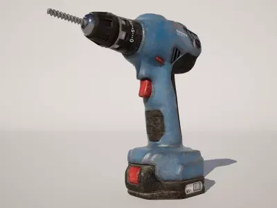 Electric Cordless Drill Screwdriver Low-poly 3D model